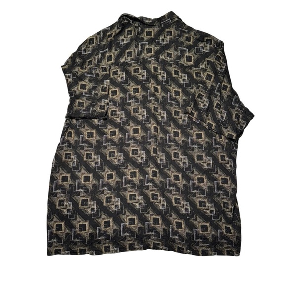 Claiborne Crazy Horse Men’s Casual Button Up Shirt XXL Black Geometric Pattern - Picture 3 of 7